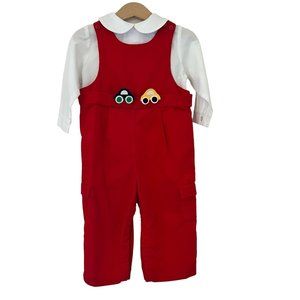 EISEMAN Boy's Red Truck Longall w/ BAILEY BOYS White Top Underneath Size 24M